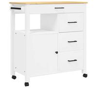 vidaXL Carrito de Cocina, Organizador de Comida Verduras Té, Carro de Servicio, Almacenamiento para Baño Salón Estudio, Madera Maciza de Pino