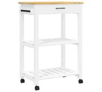 vidaXL Carrito de Cocina, Organizador de Comida Verduras Té, Carro de Servicio, Almacenamiento para Baño Salón Estudio, Madera Maciza de Pino