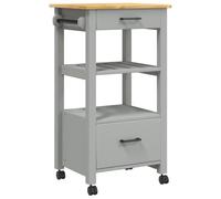 vidaXL Carrito de Cocina, Organizador de Comida Verduras Té, Carro de Servicio, Almacenamiento para Baño Salón Estudio, Madera Maciza de Pino