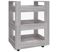 vidaXL Carrito de Cocina Ruedas Almacenamiento Organizador Estante Auxiliar Multiusos Baño Sala de Estar Oficina Madera Contrachapada Gris Sonoma