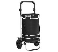 vidaXL Carrito de Compras con Ruedas y Mango Ajustable en Negro, Capacidad de 40 L. Diseño Duradero, Resistente a los Rayos UV y al Agua. Tiene Bolsas extraíbles y Varias Opciones de Almacenamiento.