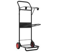 vidaXL Carrito de Silla de Montar Plegable Acero Negro, Carro de Silla de Montar, Carrito de Montura, Estante portátil sobre Ruedas, Carro de arreos