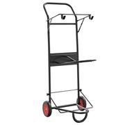 vidaXL Carrito de Silla de Montar Plegable Acero Negro, Carro de Silla de Montar, Carrito de Montura, Estante portátil sobre Ruedas, Carro de arreos