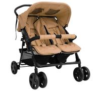 vidaXL Carrito gemelar de acero pardo