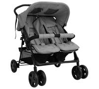 vidaXL Carrito para gemelos de acero gris claro