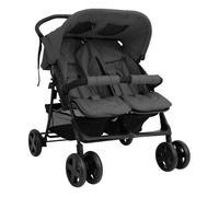 Cochecito gemelar gris oscuro de acero