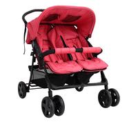 vidaXL Carrito gemelar Rojo Acero