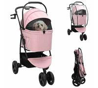 vidaXL Carrito Plegable para Mascotas Ajustable Rosa 78 x 54 x 101 cm