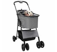 vidaXL Carrito Plegable para Mascotas Gris 81 x 47 x 99 cm Poliéster