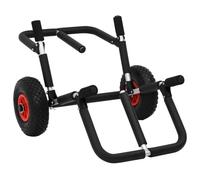 vidaXL Carrito Sup para 2 Tablas de Surf Plegable, Carro para Tablas de Surf Sup con Ruedas Inflables, Herramienta de Transporte, Carrito para Canoas, Aluminio 90 kg