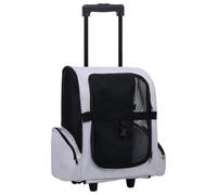 vidaXL Carrito Trolley Plegable Multiusos para Mascotas Carro Portador Cochecito Caja Gatos Perros Conejos Cachorro Mochila Bolso Gris