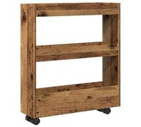 vidaXL Carro de almacenaje Estrecho 3 Niveles Madera Envejecida, Carrito de Almacenamiento Delgado, Carrito de 3 Niveles, Carrito de Almacenamiento