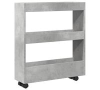 vidaXL Carro de almacenaje Estrecho 3 Niveles Madera Gris hormigón, Carrito de Almacenamiento Delgado, Carrito de 3 Niveles, Carrito de Almacenamiento