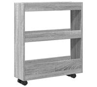 vidaXL Carro de almacenaje estrecho 3 niveles Madera Gris Sonoma