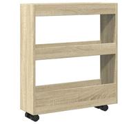 vidaXL Carro de almacenaje Estrecho 3 Niveles Madera Roble Sonoma, Carrito de Almacenamiento Delgado, Carrito de 3 Niveles, Carrito de Almacenamiento