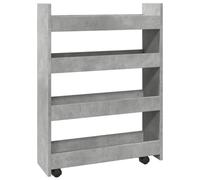 vidaXL Carro de almacenaje Estrecho 4 Niveles Madera Gris hormigón