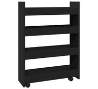 vidaXL Carro de almacenaje Estrecho 4 Niveles Madera ingeniería Negro