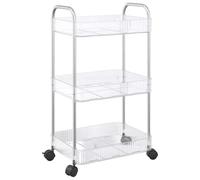 vidaXL Carro de Almacenamiento 3 Niveles Transparente 37x28x68 cm