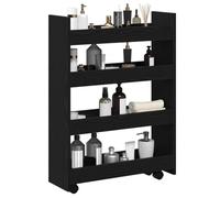 vidaXL Carro de Almacenamiento Estrecho Roble Negro 60 x 20 x 82 cm, Carro de Cocina Moderno, Carrito rodante Compacto, Organizador Resistente para Espacios reducidos, Madera Engineering