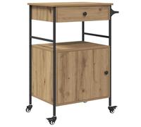 vidaXL Carro de Cocina de Roble Artesanal Rectangular 56 x 43 x 89.5 cm. Almacenamiento Buffet Móvil Comedor. Accesorio del hogar. Solución Interior. Espacio de Trabajo culinario.