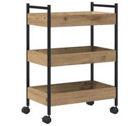 vidaXL Carro de cocina de roble hecho a mano 50 x 30 x 70 cm, carrito de servir de madera prensada con estilo industrial, unidad móvil compacta, solución de almacenamiento versátil, imprescindible p