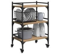 vidaXL Carro de Cocina Roble Artesanal 50 x 35 x 75.5 cm, Carro de Cocina Durable, Carrito Industrial, Servicio de Madera, solución de Almacenamiento y Organizador