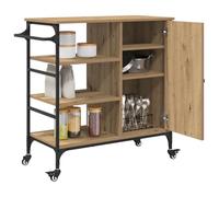 vidaXL Carro de Cocina Roble Artesanal 87.5 x 39 x 84.5 cm, Carro de Cocina Rectangular Moderno, Carrito de Almacenamiento Multiuso, móvil y Compacto
