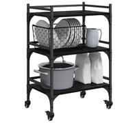 vidaXL Carro de Cocina Roble Negro 50 x 35 x 75.5 cm, Carro de Cocina Durable, Carrito Industrial, Servicio de Madera, solución de Almacenamiento y Organizador