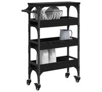 vidaXL Carro de Cocina Roble Negro 53 x 20 x 76 cm, Carrito de Cocina, Móvil, Carro Industrial, Organizador Resistente, Rodante, Práctico