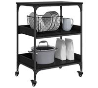 vidaXL Carro de Cocina Roble Negro 60 x 41 x 80.5 cm, Carro de Cocina móvil, Rectangular, Duradero, estación de Servicio, Ahorra Espacio, Organizador de Comida