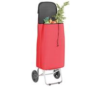 vidaXL Carro de Compras Rojo 35 x 28 x 92 cm Tela Oxford | Tubo de acero y tela Oxford impermeable, Se pliega para guardarlo fácilmente, Ruedas suaves para llevarlo sin esfuerzo