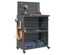 vidaXL Carro de Herramientas con Estante Antracita 65 x 35 x 111 cm, Carro de Herramientas, Almacenamiento móvil Moderno, Ruedas bloqueables, diseño Rectangular, Organizador portátil, Garage