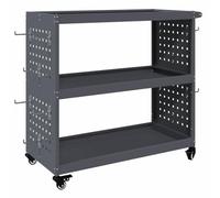 vidaXL Carro de herramientas en color antracita, 75 x 35 x 73 cm. Diseño industrial, incluye cerradura. Tiene ruedas que giran 360°. Estructura fuerte con ganchos. Acabado mate, ideal para usar tant
