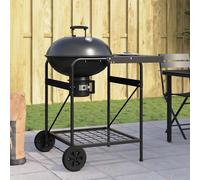 VidaXL Carro De Parrilla De Carbón Con Tapa Negro 96x72x113 Cm Metal
