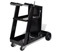 vidaXL Carrito de soldadura Organizador de taller Negro con 3 estantes