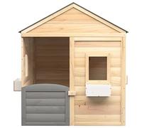 vidaXL Casa de Juegos con Puerta con Cierre y macetas Madera Abeto