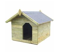 Vidaxl casa de perros de jardín tejado abierto madera pino impregnada