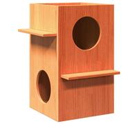 vidaXL Casa para gatos cera marrón 43x43x90 cm madera maciza pino