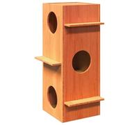 vidaXL Casa para gatos cera marrón 43x43x90 cm madera maciza pino