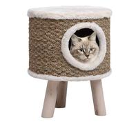 Casa elevada con rascador para gatos color Marrón