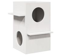 vidaXL Casa para Gatos Madera Maciza Pino Blanca 43x43x60 cm, casa para Gatos de Interior, Muebles para Gatos, caseta para Gatos, Torre para Gatos