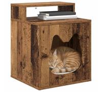 vidaXL Casa para Gatos Madera Vieja 42,5 x 40 x 53,5 cm, Casa de Gato Moderna para Sala, Mueble Acogedor, Refugio fácil de armar, para tu Peludo Amigo