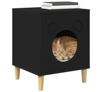 vidaXL Casa para Gatos Negro 42,5 x 40 x 53 cm Madera de ingeniería, Elegante casa para Gatos, Espacio Acogedor, Suite Moderna, Muebles cómodos, hogar Indoor