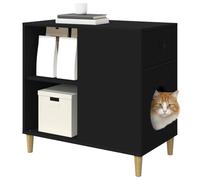 vidaXL Casa para Gatos Negro 72 x 42.5 x 70 cm Madera de ingeniería, Sala de Estar, Rectangular, Moderno, Espacios Luminosos, Diseños prácticos, Muebles Elegantes, Ambiente Acogedor