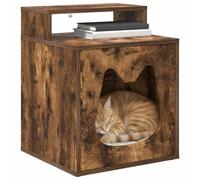 vidaXL Casa para Gatos Roble Ahumado 42,5 x 40 x 53,5 cm, Casa de Gato Moderna para Sala, Mueble Acogedor, Refugio fácil de armar, para tu Peludo Amigo