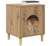 vidaXL Casa para Gatos Roble Artesanal 42,5 x 40 x 53 cm, Elegante casa para Gatos, Espacio Acogedor, Suite Moderna, Muebles cómodos, hogar Indoor