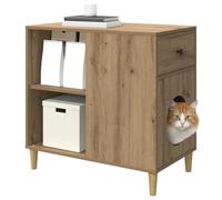 vidaXL Casa para Gatos Roble Artesanal 72 x 42.5 x 70 cm, Sala de Estar, Rectangular, Moderno, Espacios Luminosos, Diseños prácticos, Muebles Elegantes, Ambiente Acogedor