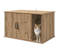 vidaXL Casa para Gatos Roble Artesanal 85 x 55 x 50 cm, Refugio para Gatos Elegante, Muebles Modernos, Espacio Acogedor, hogar Duradero, rincón Especial para tu Mascota