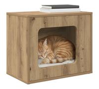 vidaXL Casa para Gatos Roble Artesanal 51 x 30 x 42,5 cm, Casa para Gatos Moderna de Madera, Estilo Chic para la Sala, Refugio felino