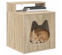 vidaXL Casa para Gatos Sonoma 42,5 x 40 x 53,5 cm Madera de ingeniería, Casa de Gato Moderna para Sala, Mueble Acogedor, Refugio fácil de armar, para tu Peludo Amigo